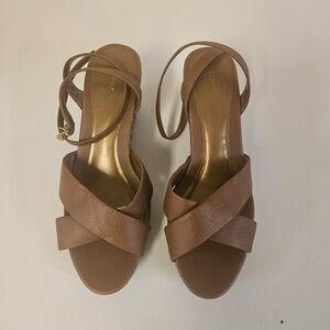 Fioni Brown Patterned Wedge Sandals